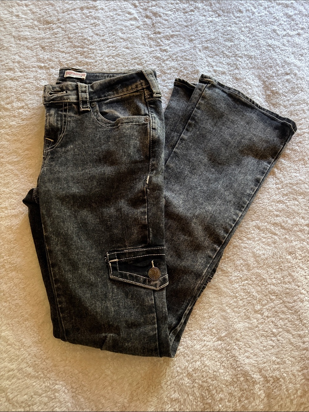 True Religion Dark Gray Womens Jeans with Cargo Pockets